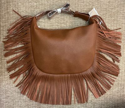 Camel or Choco Fringe Detail Tote Bag