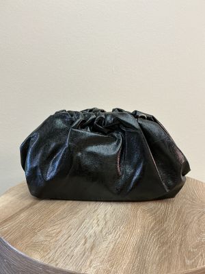 Black Leather Glitter Big Clutch