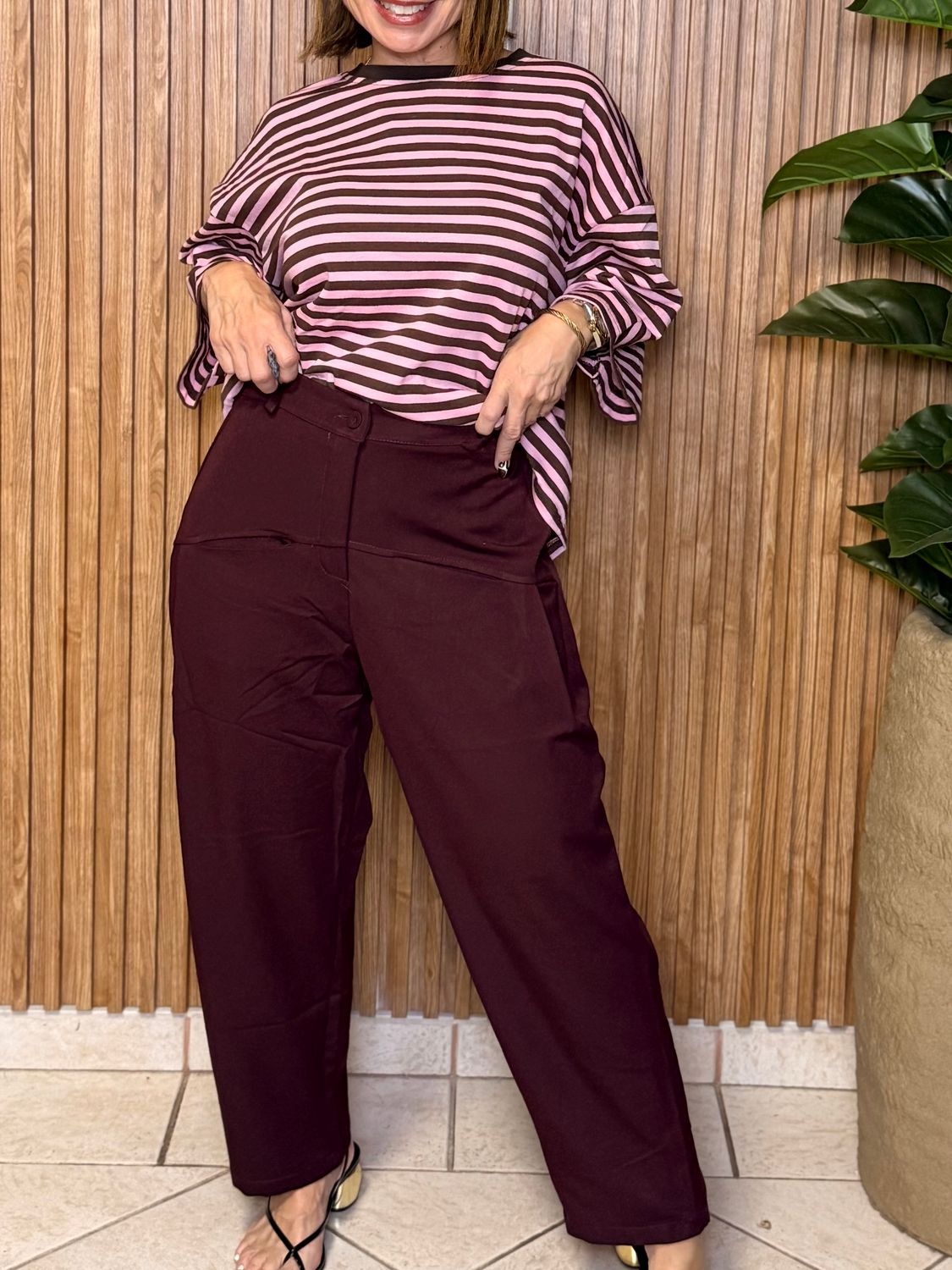 Burgundy High Waisted Pants
