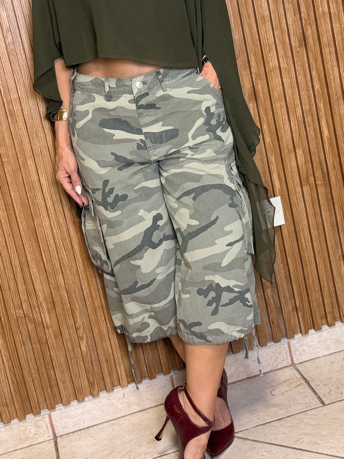 Washed Camo Bermuda Pants