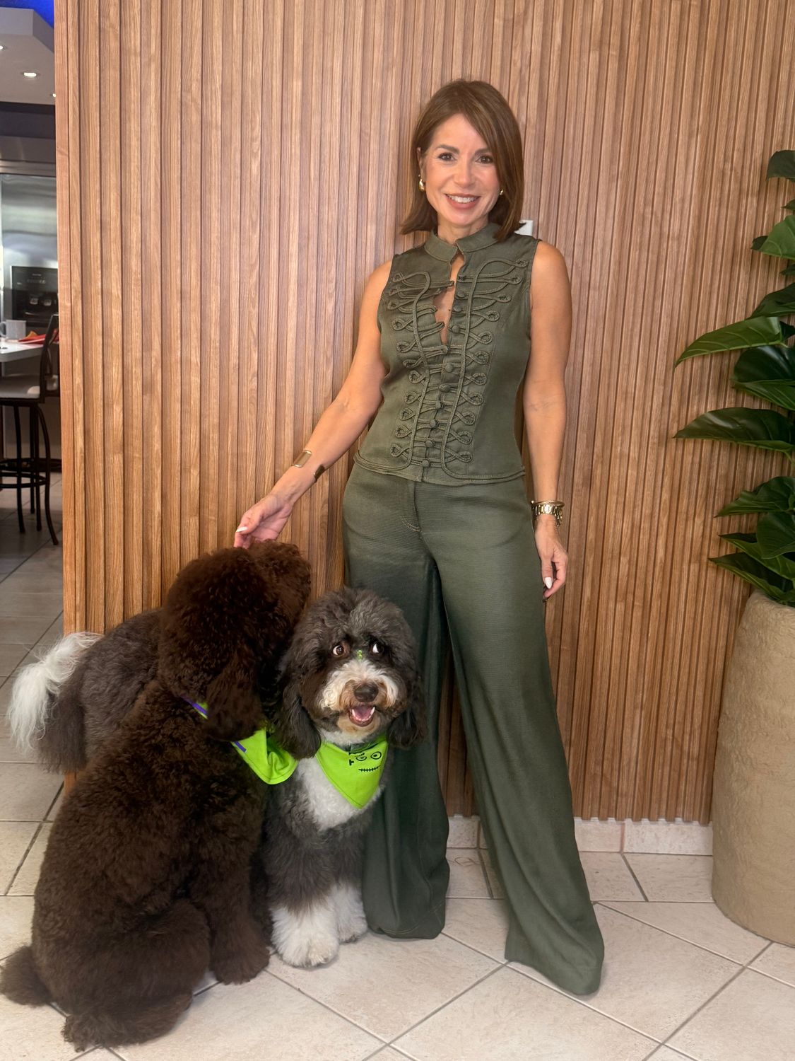 Olive Napoleon Detail Pant Set