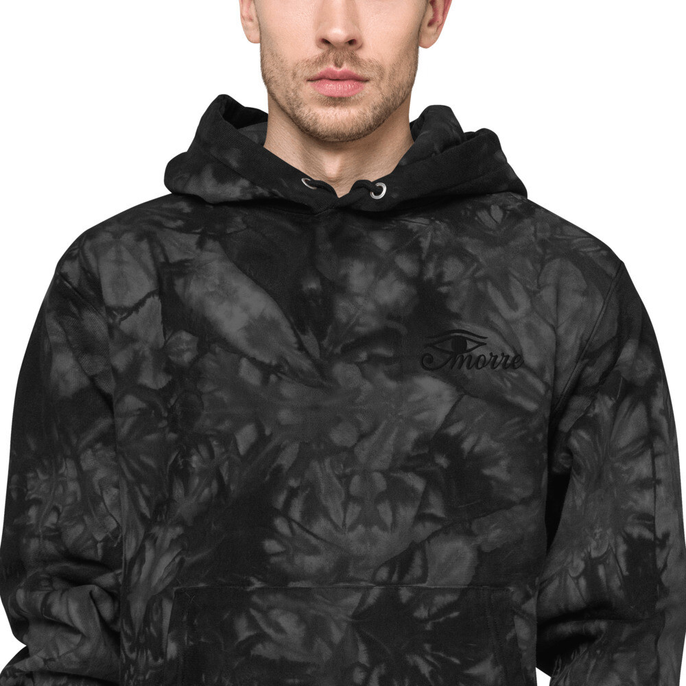 CMORRE Unisex Champion tie-dye hoodie, Color: Black, Size: S