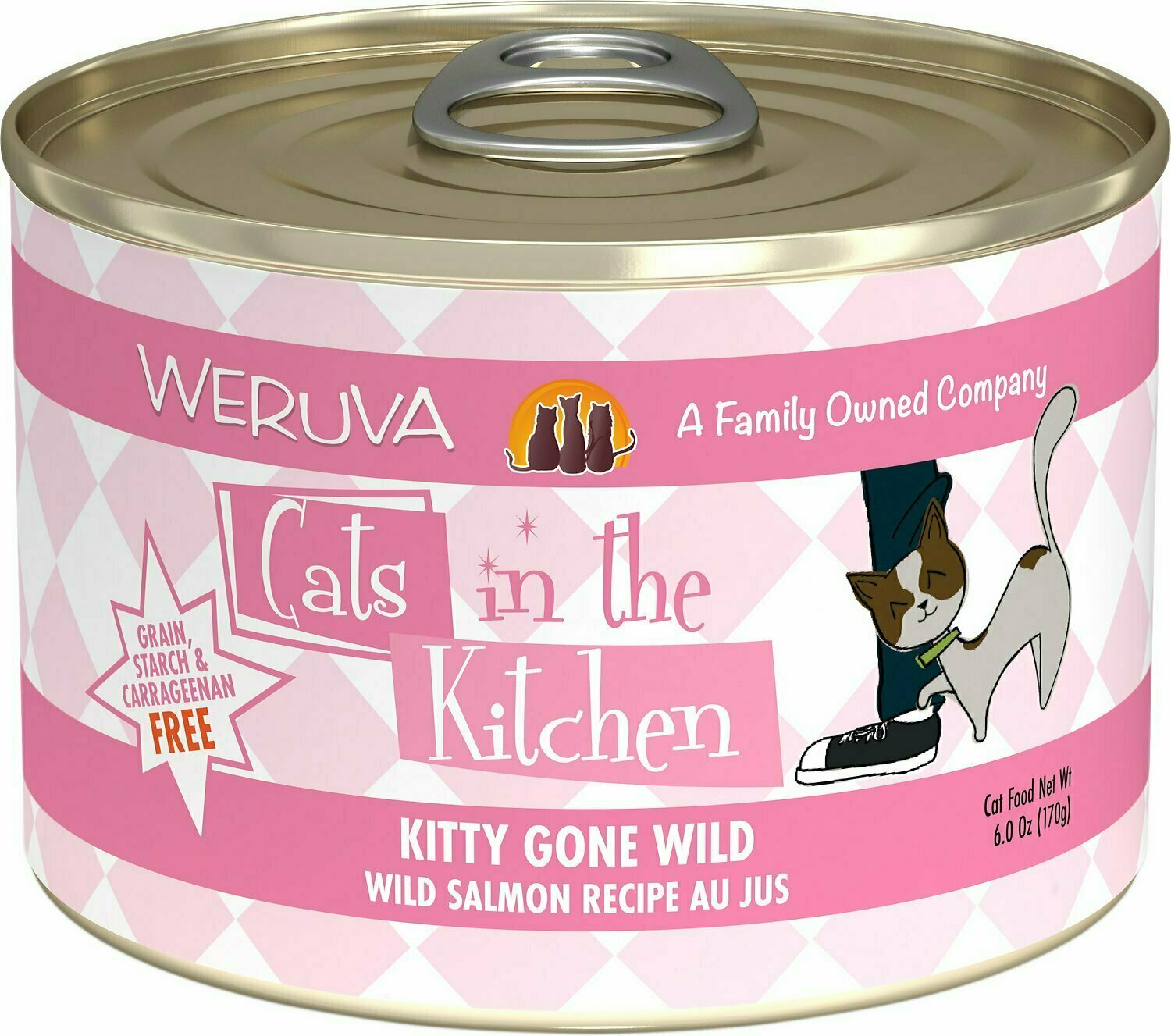 Weruva Cats in the Kitchen Kitty Gone Wild Salmon Au Jus Grain-Free Wet Cat Food - 6 oz.