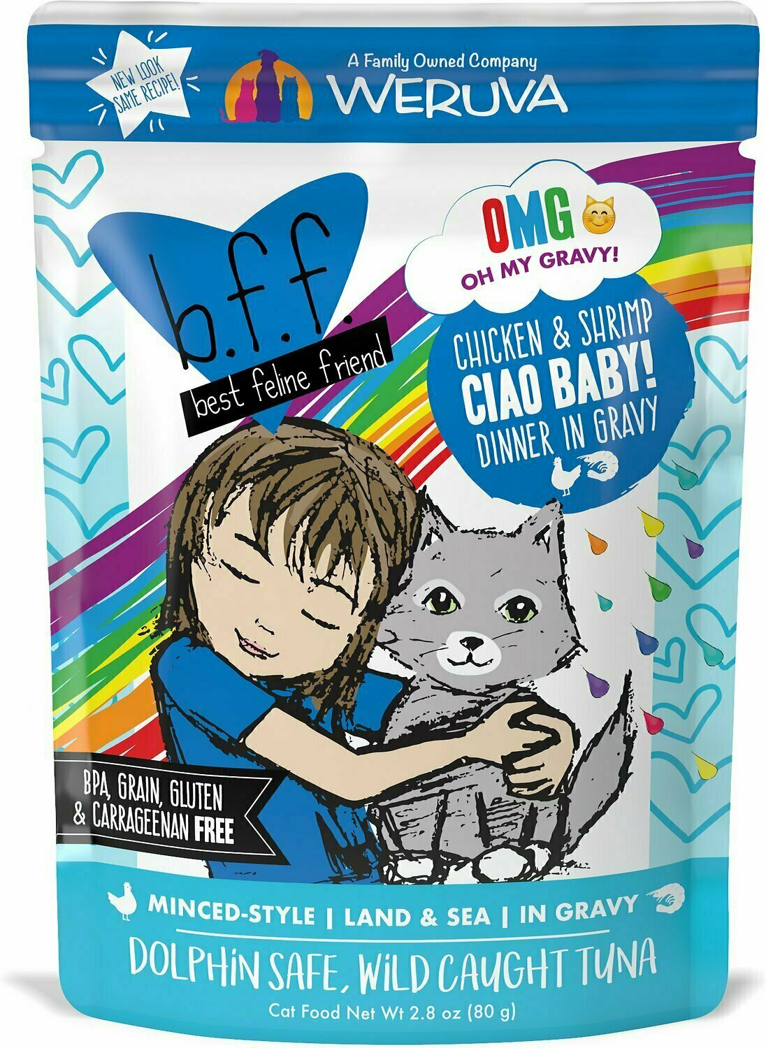 Weruva Best Feline Friend - B.F.F. Oh My Gravy! Ciao Baby! Chicken &amp; Shrimp Dinner in Gravy Grain-Free Wet Cat Food - 2.8 oz.