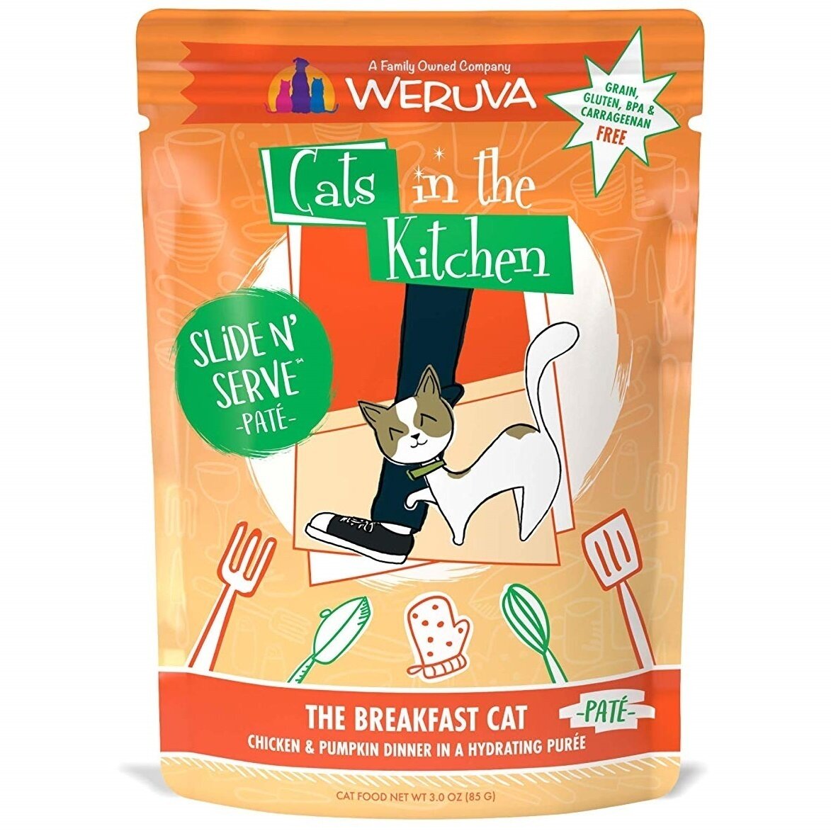 Weruva Cats In The Kitchen Pate The Breakfast Cat Chicken &amp; Pumpkin Dinner in Puree Grain-Free Wet Cat Food - 3 oz. Pouch