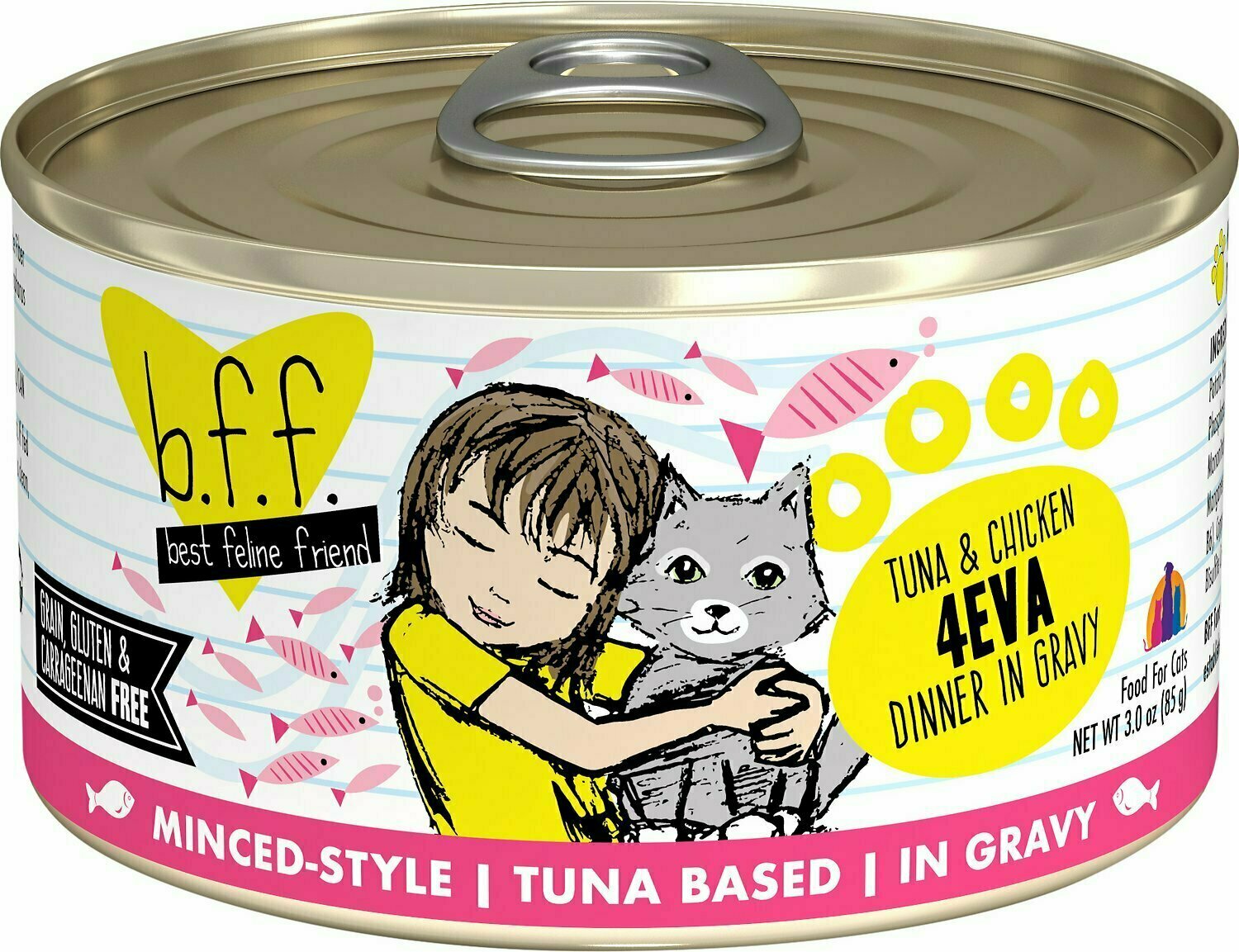 Weruva Best Feline Friend - B.F.F. Originals 4EVA Tuna &amp; Chicken Dinner in Gravy Grain-Free Wet Cat Food - 3 oz.
