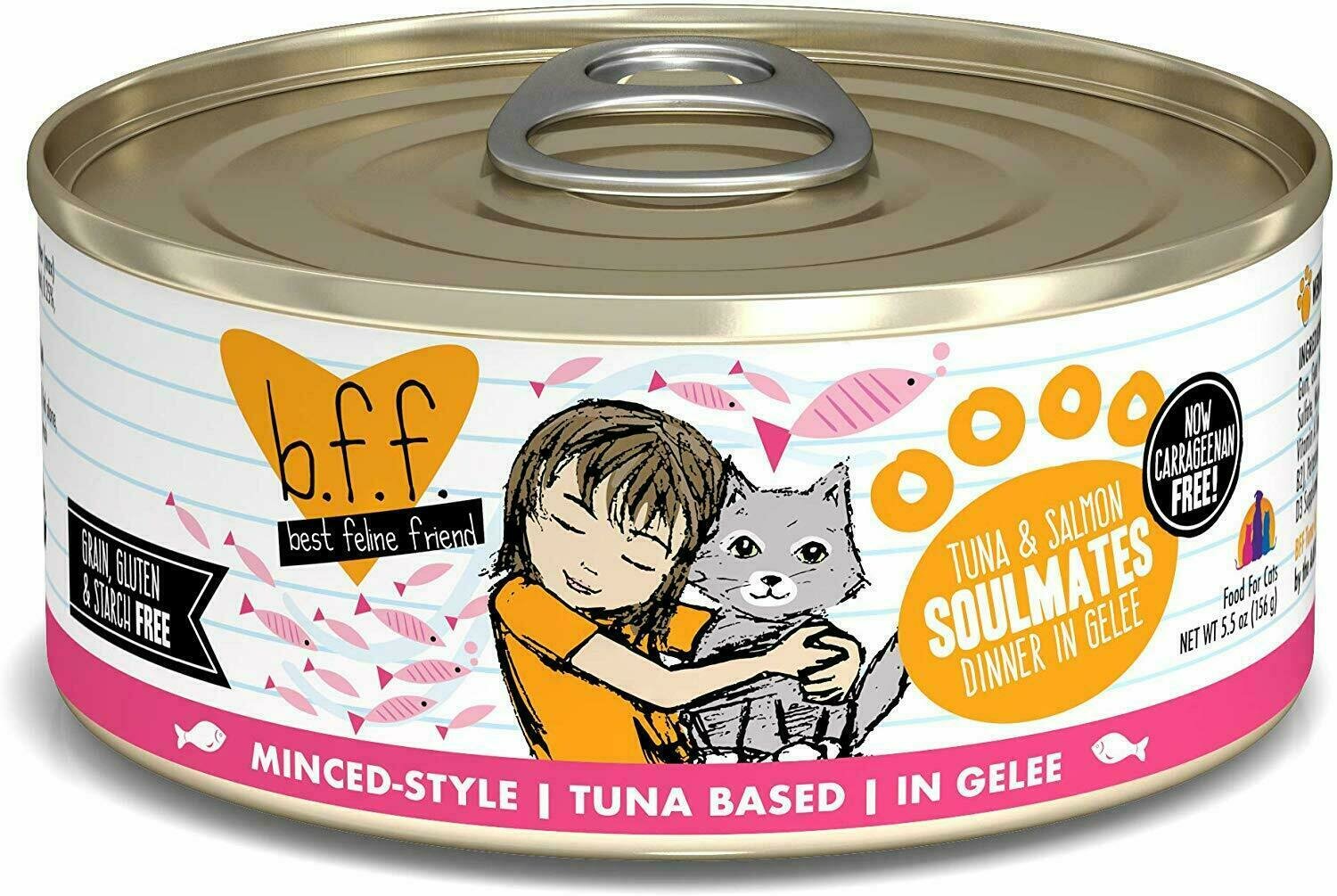 Weruva Best Feline Friend - B.F.F. Originals Soulmates Tuna &amp; Salmon Dinner in Gelee Grain-Free Wet Cat Food - 5.5 oz.