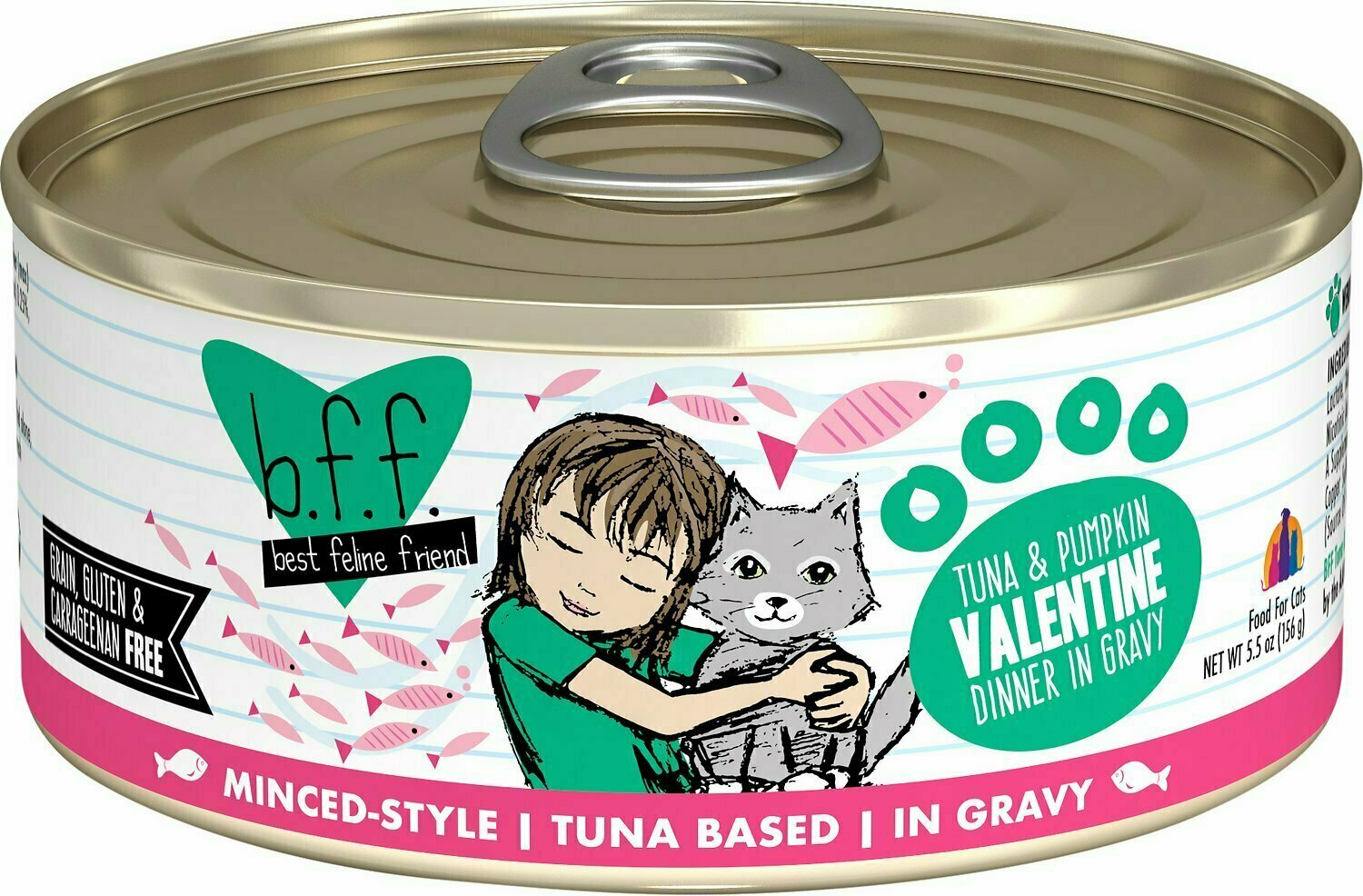 Weruva Best Feline Friend - B.F.F. Originals Valentine Tuna &amp; Pumpkin Dinner in Gravy Grain-Free Wet Cat Food - 5.5 oz.