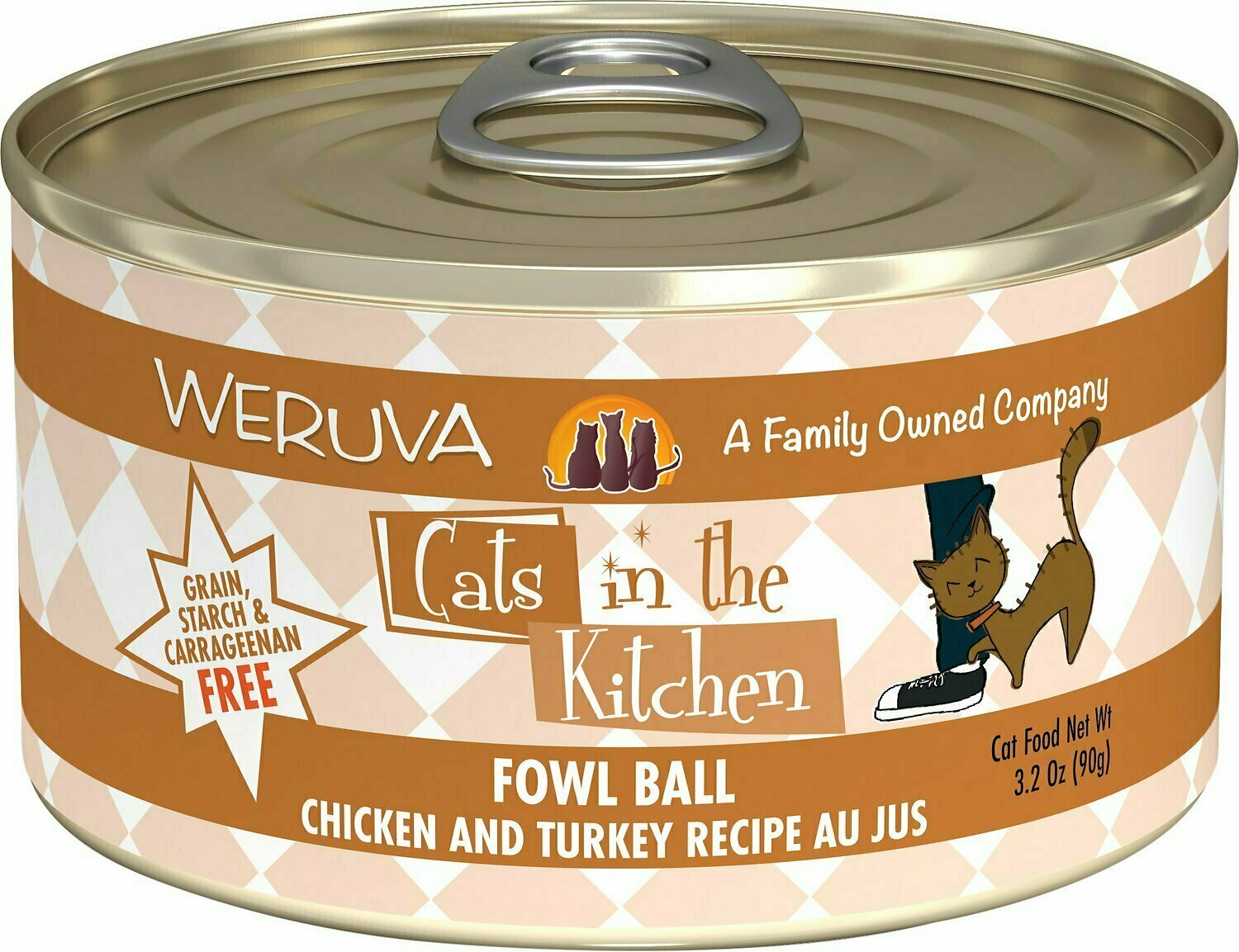 Weruva Cats in the Kitchen Fowl Ball Chicken &amp; Turkey Au Jus Grain-Free Wet Cat Food - 3.2 oz.