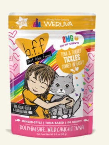 Weruva Best Feline Friend - B.F.F. Oh My Gravy! Tickles Tuna &amp; Turkey Dinner in Gravy Grain-Free Wet Cat Food - 3 oz.