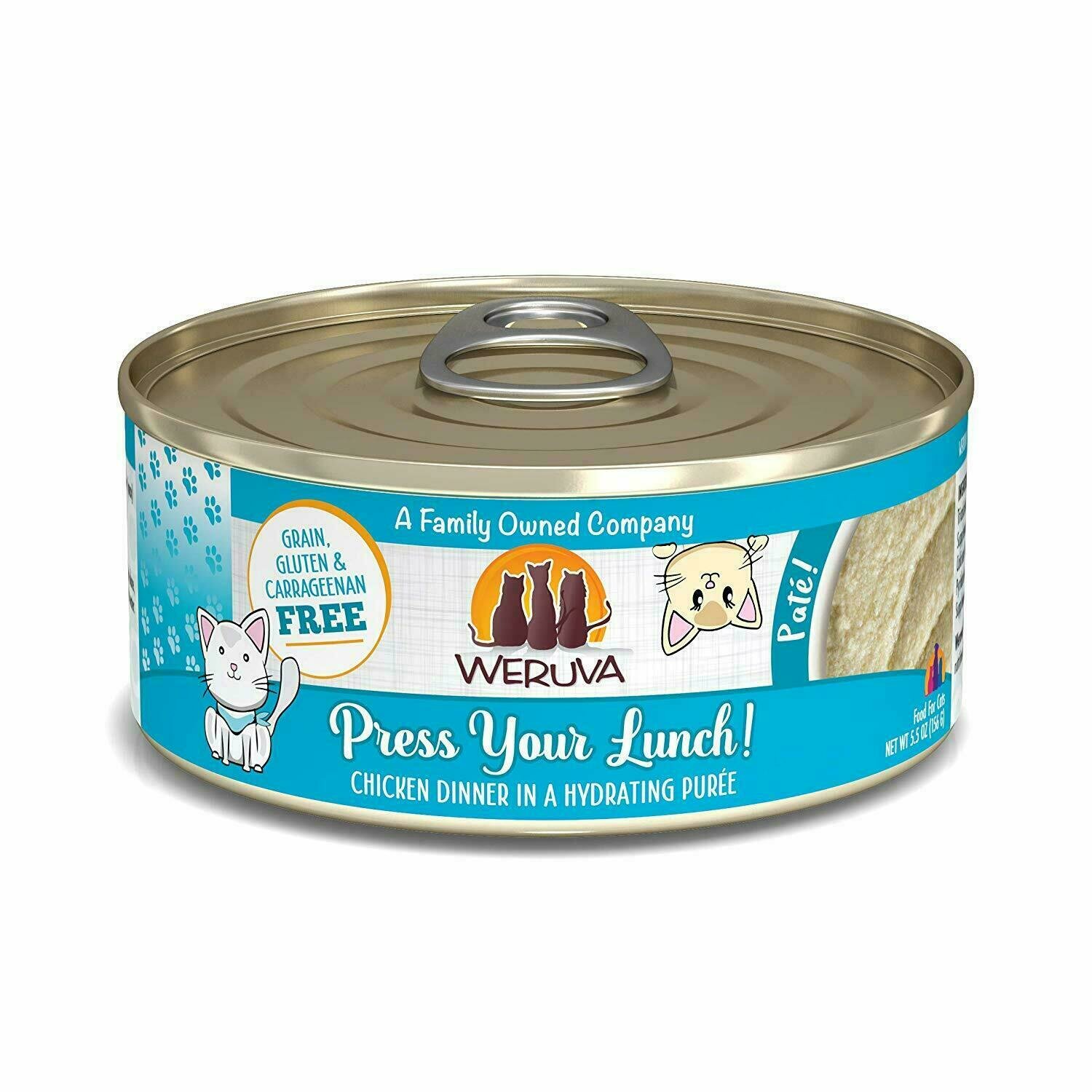 Weruva Cat Pate Press Your Lunch! Chicken Dinner in Puree Wet Cat Food - 5.5 oz. can