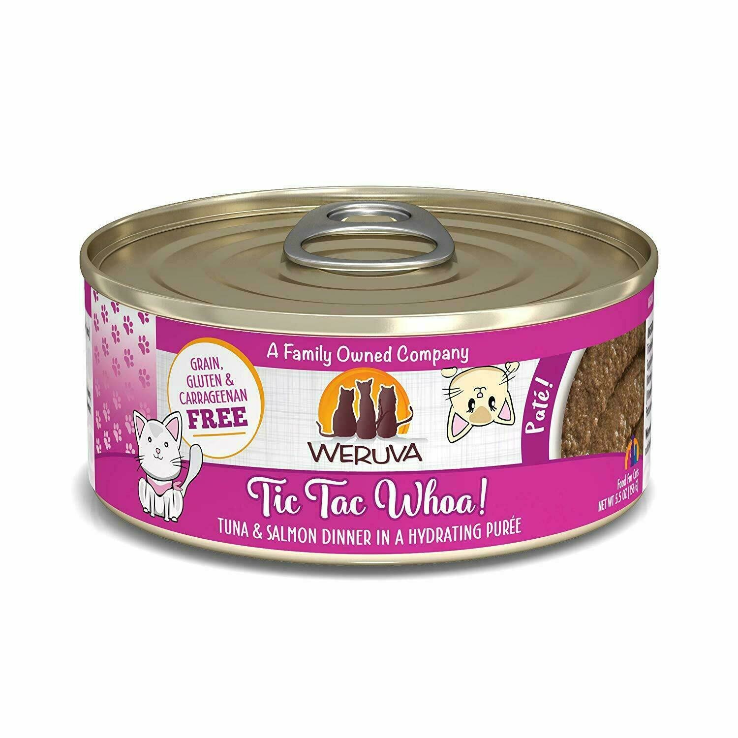 Weruva Cat Pate Tic Tac Whoa! Tuna &amp; Salmon Dinner in Puree Wet Cat Food - 5.5 oz. can