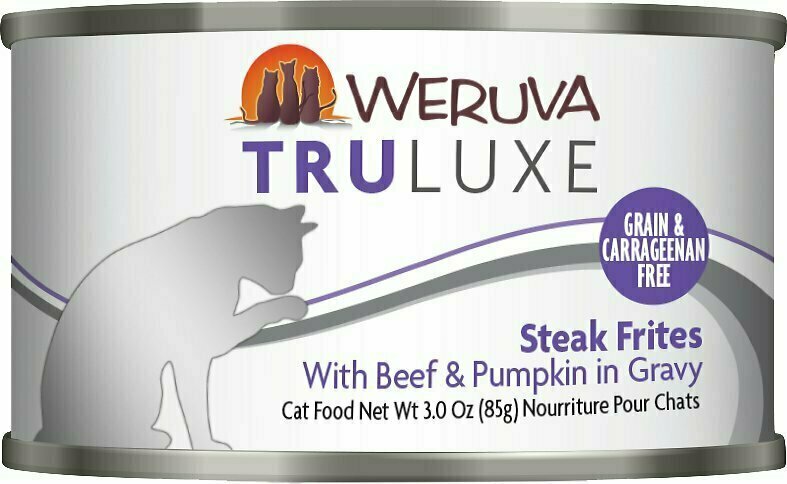 Weruva Cat Truluxe Steak Frites with Beef &amp; Pumpkin in Gravy Grain-Free Wet Cat Food - 3 oz.