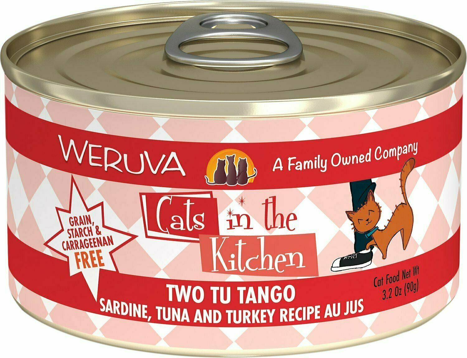 Weruva Cats in the Kitchen Two Tu Tango Sardine, Tuna &amp; Turkey Au Jus Grain-Free Wet Cat Food - 3.2 oz.
