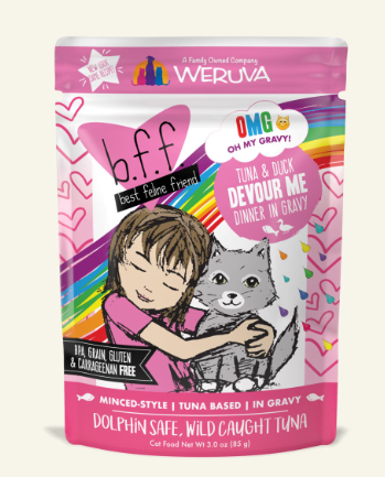 Weruva Best Feline Friend - B.F.F. Oh My Gravy! Devour Me Tuna &amp; Duck Dinner in Gravy Grain-Free Wet Cat Food - 3 oz.