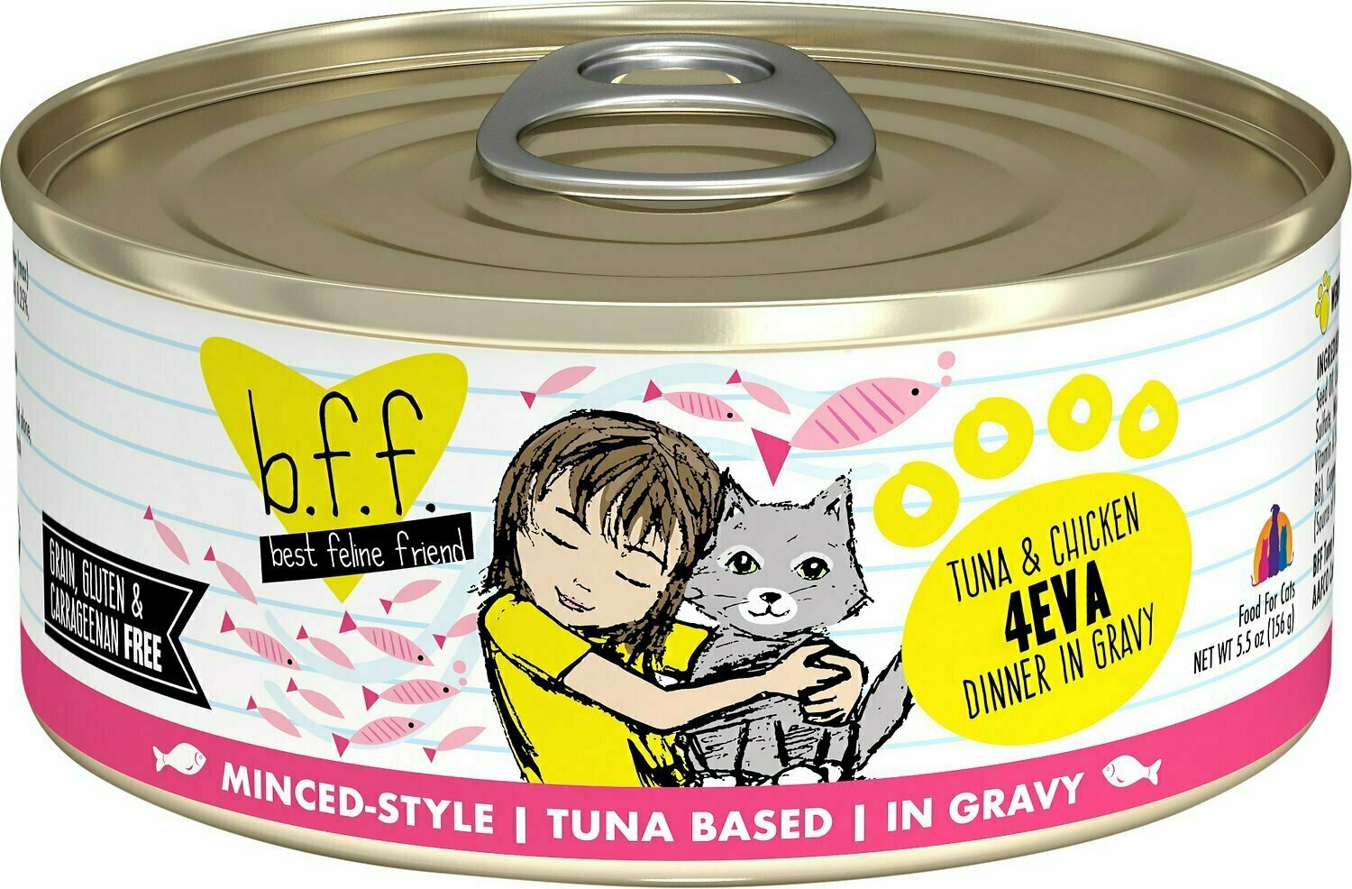 Weruva Best Feline Friend - B.F.F. Originals 4EVA Tuna &amp; Chicken Dinner in Gravy Grain-Free Wet Cat Food - 5.5 oz.