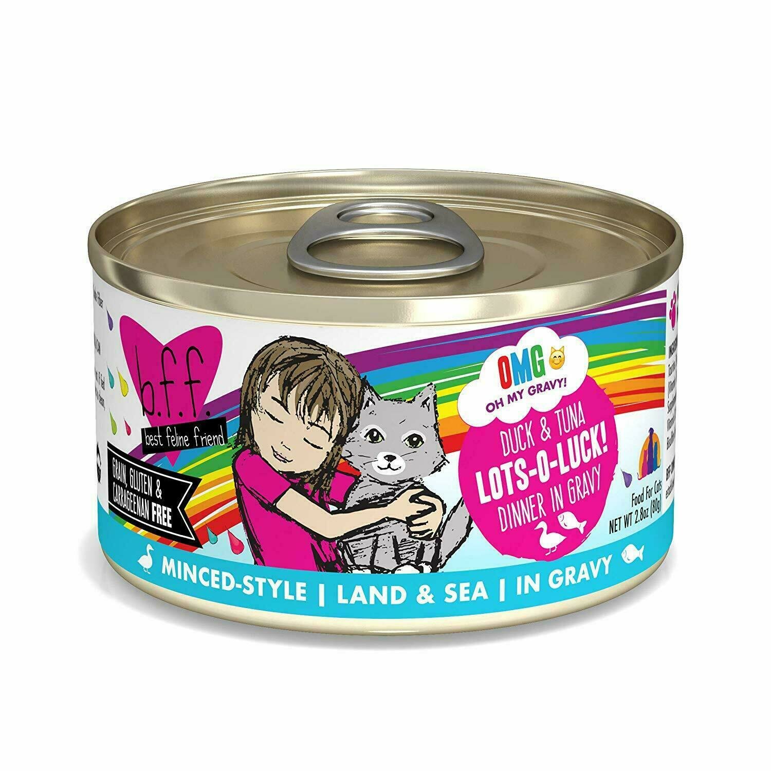 Weruva Best Feline Friend - B.F.F. Oh My Gravy! Lots-O-Luck! Duck &amp; Tuna Dinner in Gravy Grain-Free Wet Cat Food - 2.8 oz.