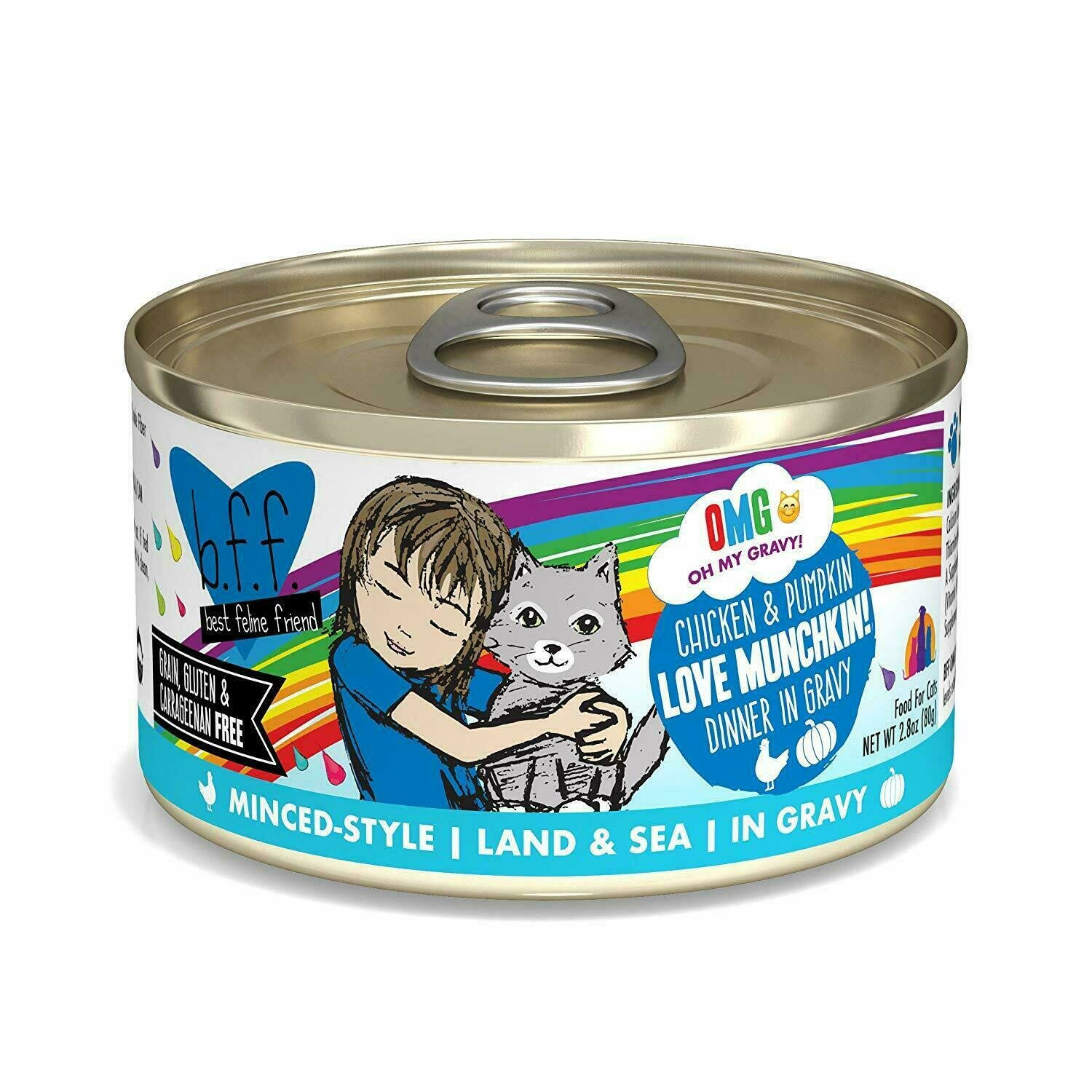 Weruva Best Feline Friend - B.F.F. Oh My Gravy! Love Munchkin! Chicken &amp; Pumpkin Dinner in Gravy Grain-Free Wet Cat Food - 2.8 oz.