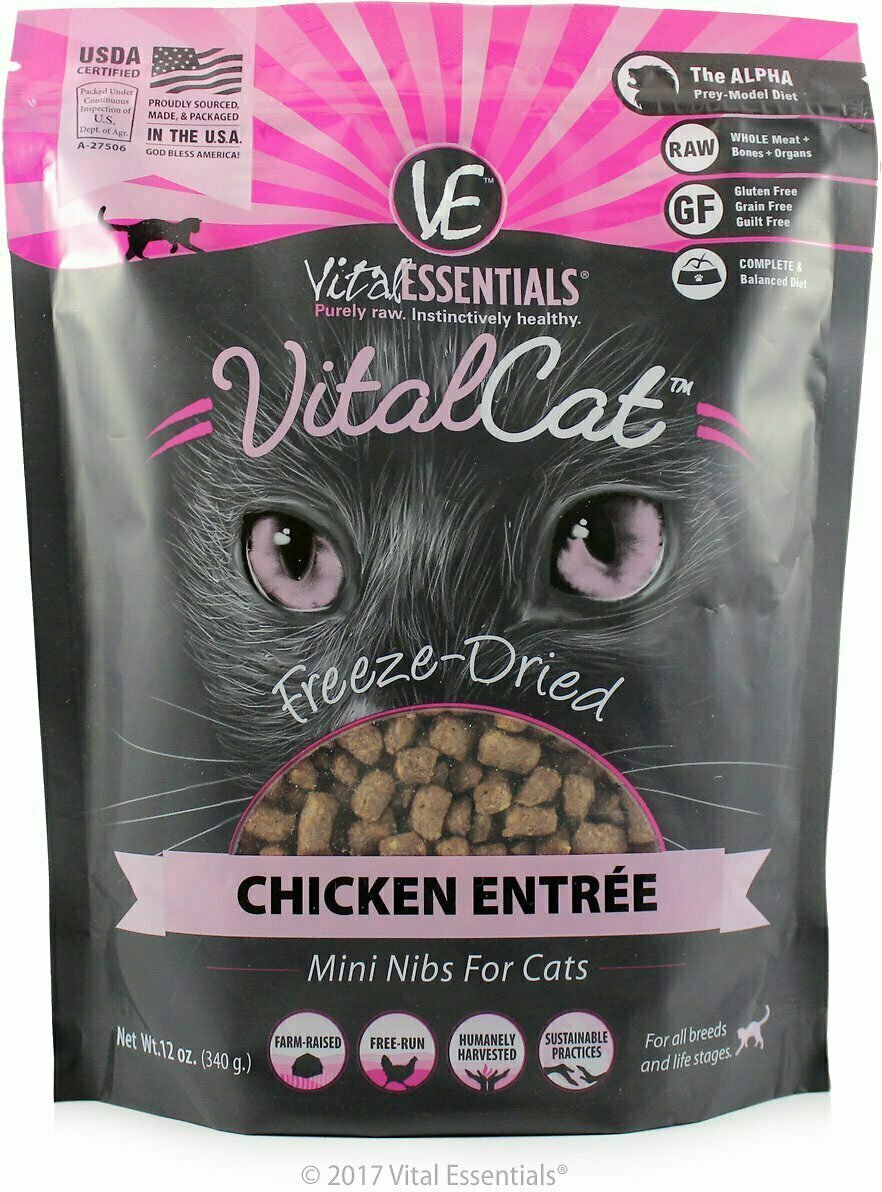 Vital Essentials Vital Cat Chicken Mini Nibs Entree Freeze-Dried Cat Food - 12 oz. Bag
