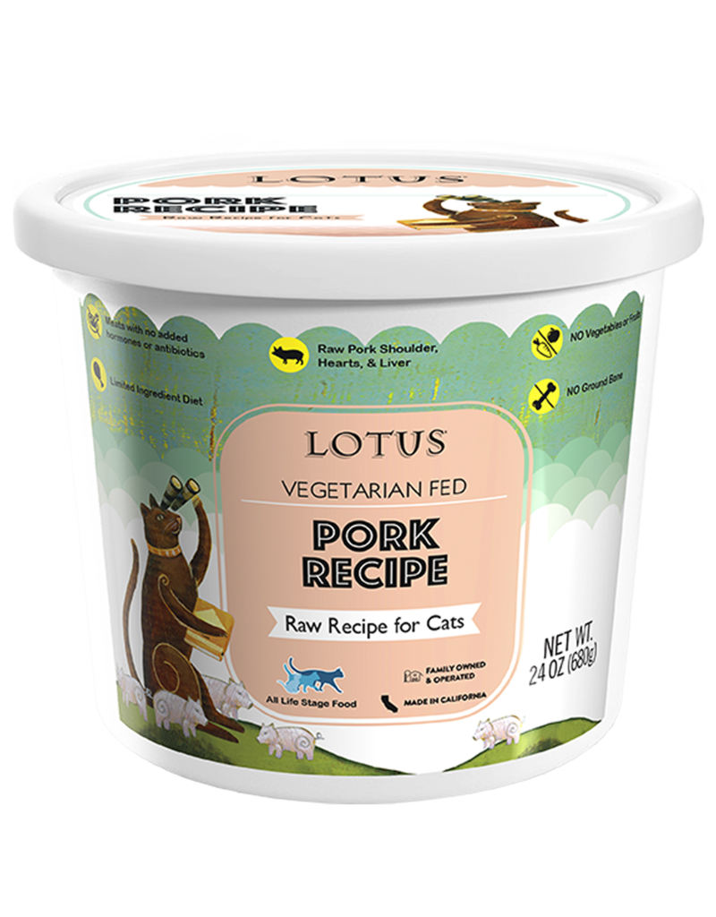 Lotus Vegetarian Fed Pork Recipe Raw Cat Food - 24 oz.