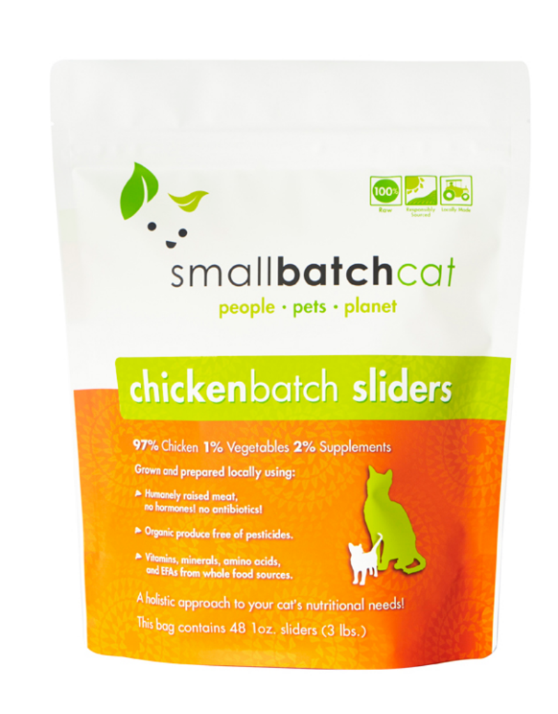 Small Batch Chicken Batch Sliders Raw Frozen Cat Food 3 Pound