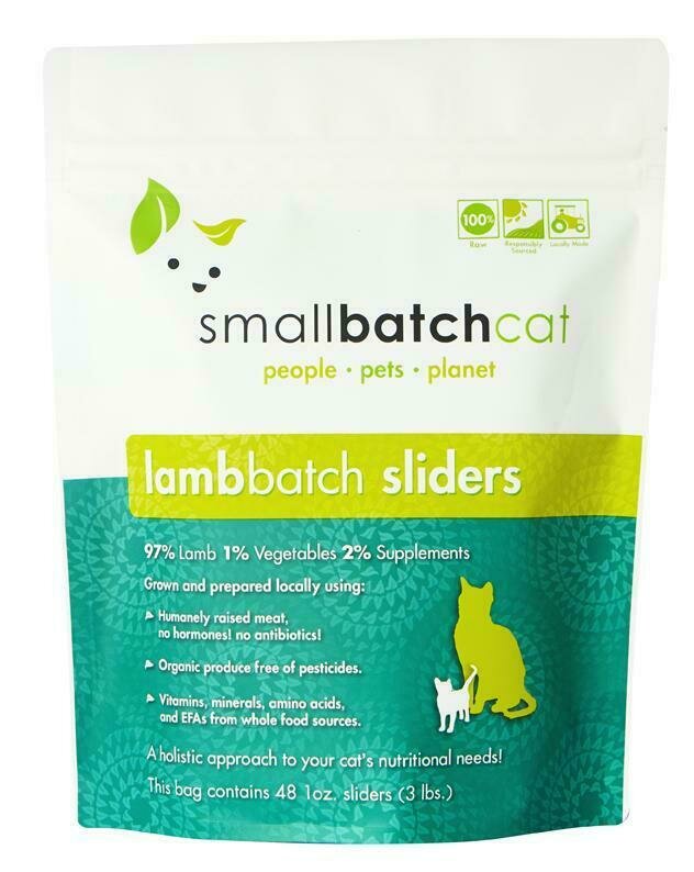 Small Batch Cat lamb Batch Sliders Raw Frozen Cat Food - 3 Pound