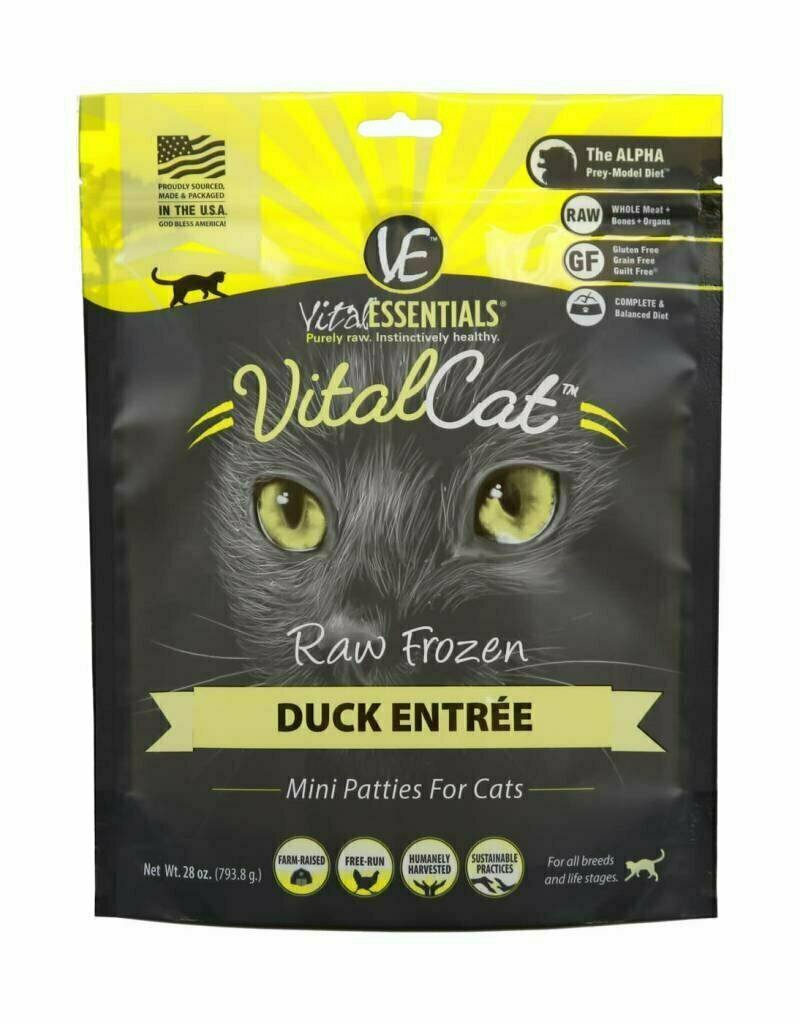 Vital Essentials Vital Cat Duck Mini Patties Raw Frozen Cat Food - 28 oz.