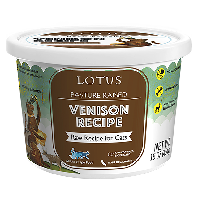 Lotus Pasture-Raised Venison Recipe Raw Cat Food - 16 oz.