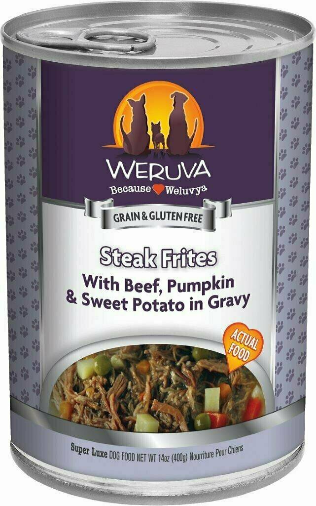 Weruva Dog Classic Steak Frites with Beef, Pumpkin &amp; Sweet Potatoes in Gravy Grain-Free Wet Dog Food - 14 oz.