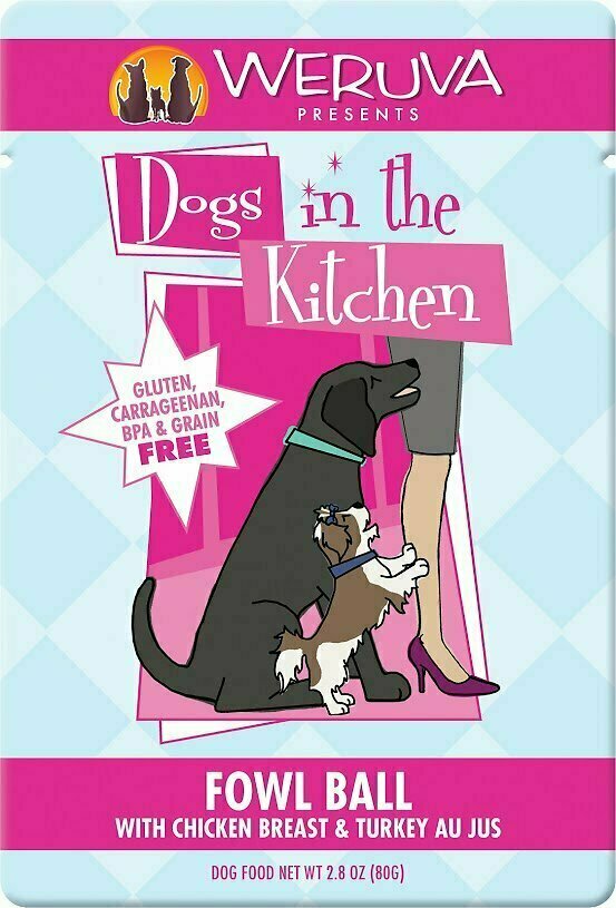 Weruva Dogs in the Kitchen Fowl Ball with Chicken Breast &amp; Turkey Au Jus Grain-Free Wet Dog Food - 2.8 oz.