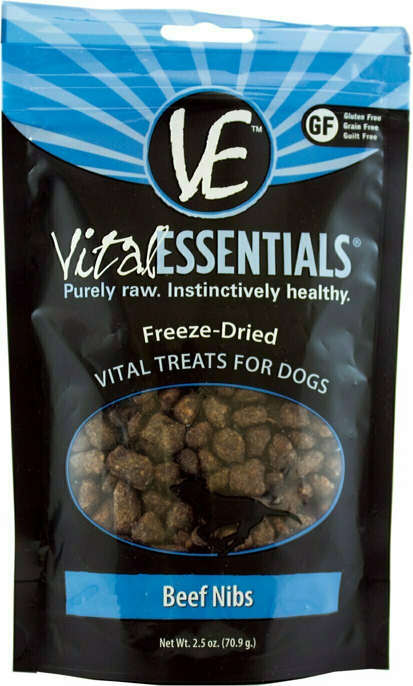 Vital Essentials Beef Nibs Freeze-Dried Dog Treats - 2.5 oz. Bag