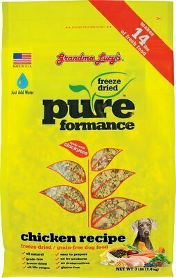 Grandma Lucy&#39;s Pureformance Grain-Free Chicken Freeze-Dried Dog Food - 3 Pound Bag