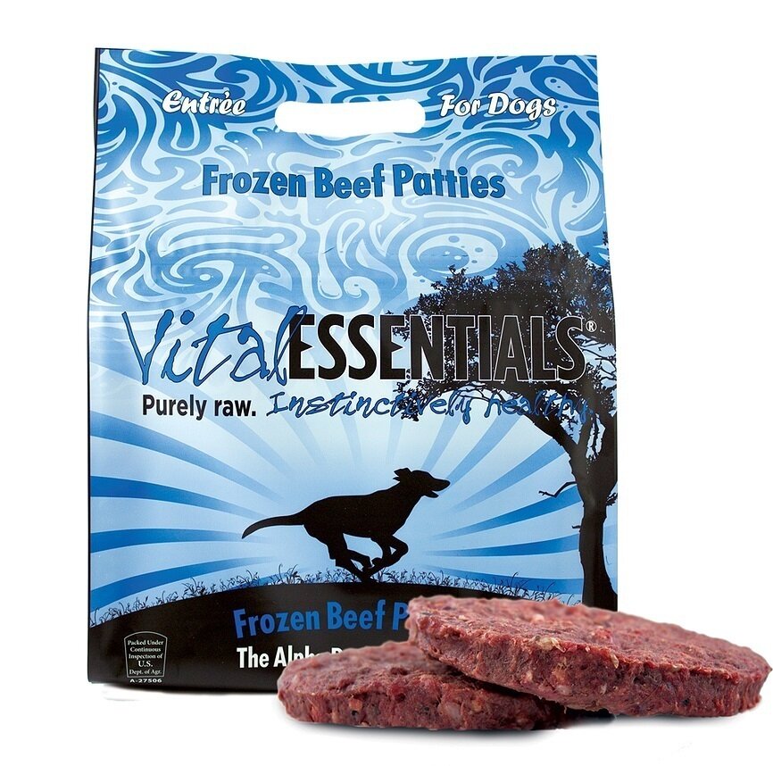 Vital Essentials Grain-Free Beef 8z Patties Raw Frozen Dog Food - 6 Pound
