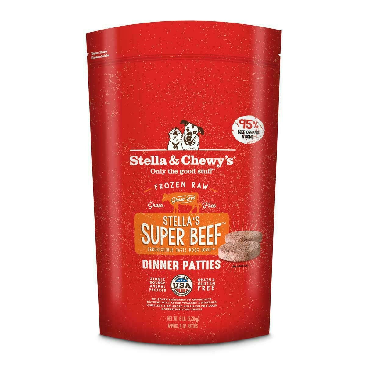 Stella &amp; Chewy&#39;s Stella&#39;s Super Beef 8 oz. Dinner Patties Grain-Free Raw Frozen Dog Food - 6 Pound