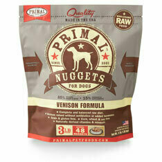 Primal Raw 1 oz. Nuggets Venison Formula Raw Frozen Dog Food - 3 Pounds