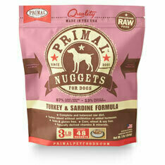 Primal Raw 1 oz. Nuggets Turkey &amp; Sardine Formula Raw Frozen Dog Food - 3 Pounds