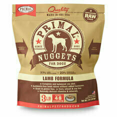 Primal Raw 1 oz. Nuggets Lamb Formula Raw Frozen Dog Food - 3 Pounds