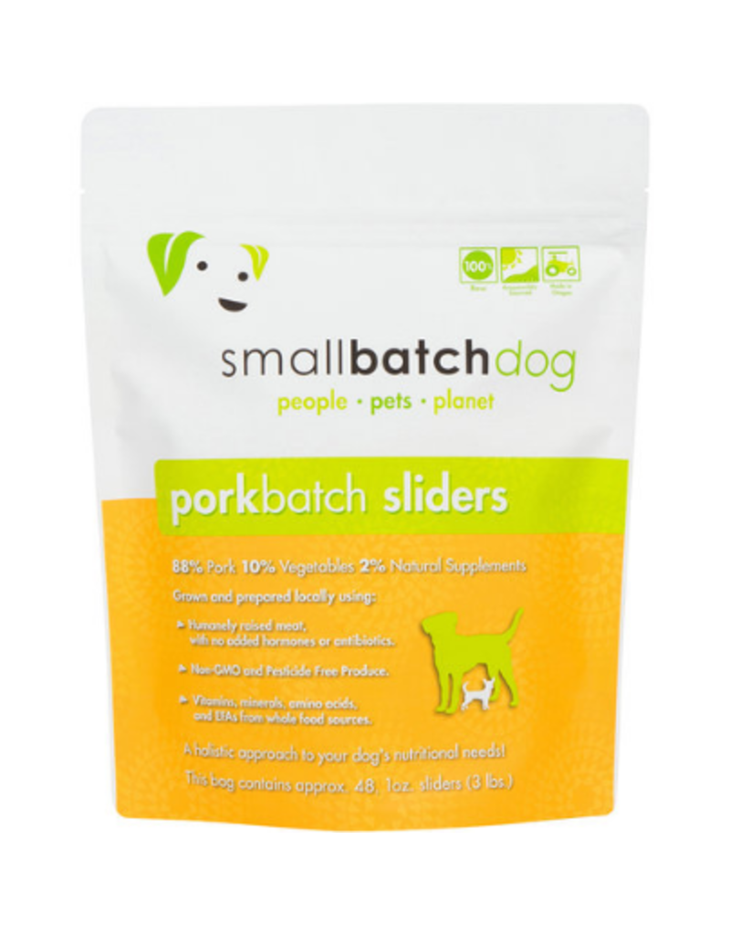 Small Batch Dog Pork Batch Sliders Raw Frozen Dog Food, 3 Pound