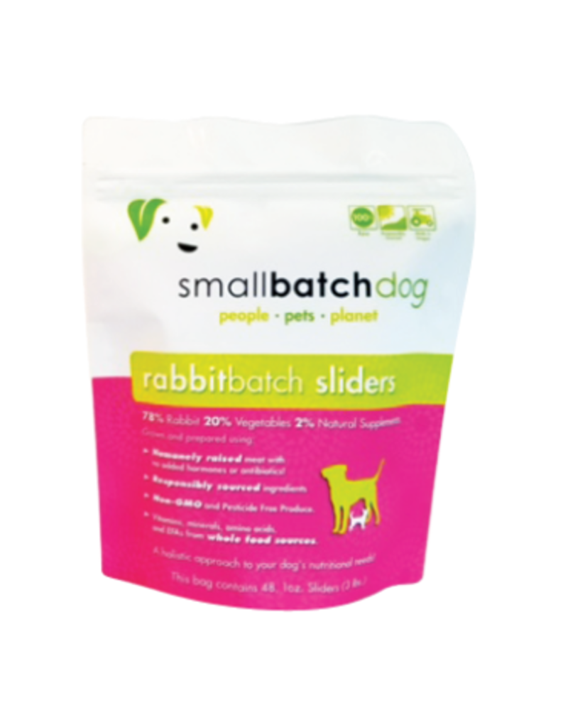 Small Batch Dog Rabbit Batch Sliders Raw Frozen Dog Food - 3 Pound