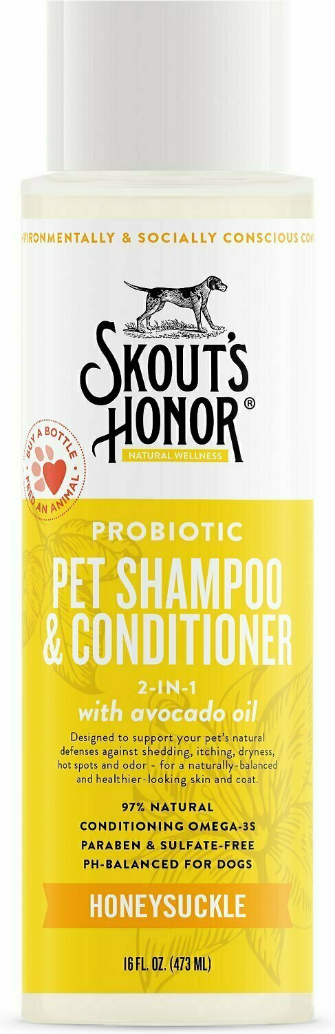 Skout&#39;s Honor Probiotic Honeysuckle Pet Shampoo &amp; Conditioner - 16 oz. Bottle