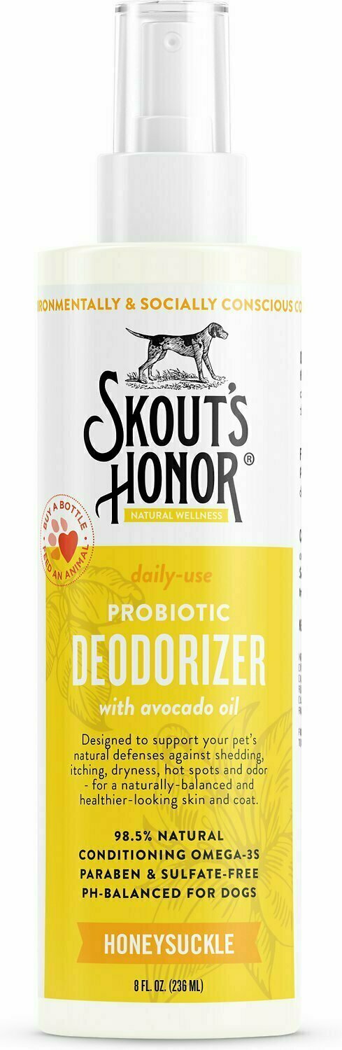 Skout&#39;s Honor Probiotic Honeysuckle Daily Use Pet Deodorizer - 8 oz. Bottle