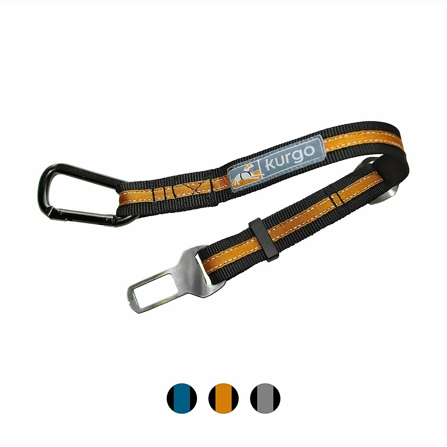 Kurgo Direct to Seatbelt Tether Car Restraint Attachment for Dog - Black/ Orange
