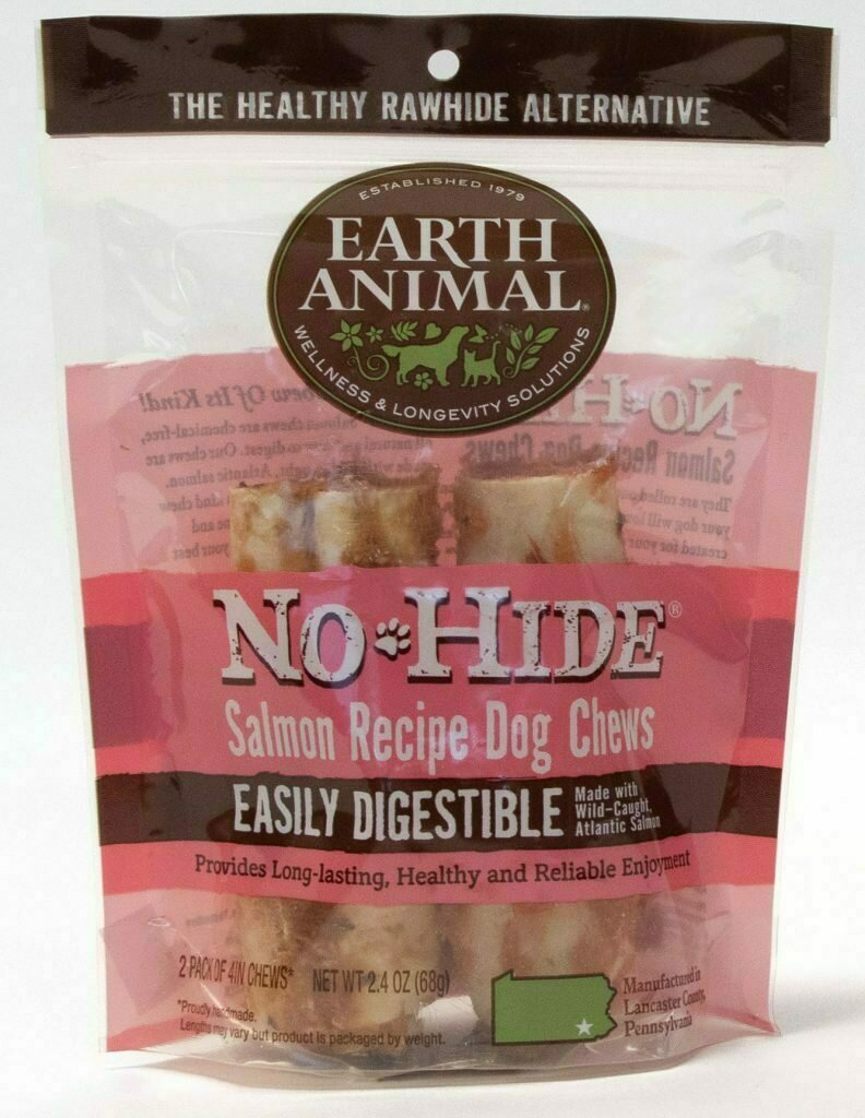 Earth Animal No-Hide Salmon Chew Dog Treat - 4&quot; 2-pack
