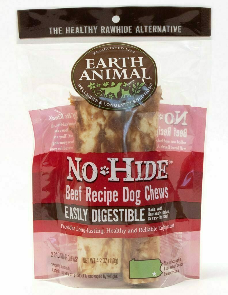 Earth Animal No-Hide Beef Chew Dog Treat - 7&quot; 2-pack