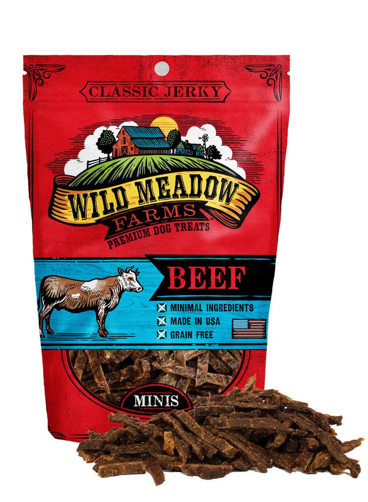 Wild Meadow Farms Classic Jerky Minis Beef Grain Free Dog Treats - 4 oz.