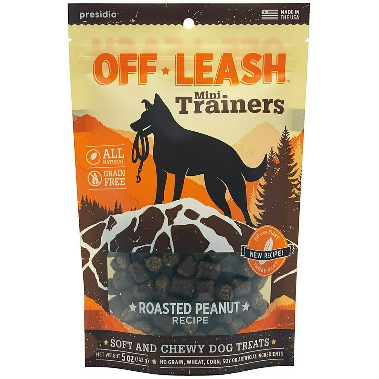 Presidio Natural Pet Company Off Leash Mini Trainers Roasted Peanut Dog Treats - 5 oz.