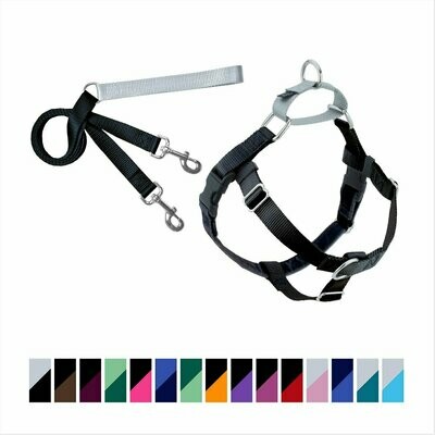 2 Hounds Design Freedom No Pull Dog Harness &amp; Leash - Black - 5/8&quot; (Small)