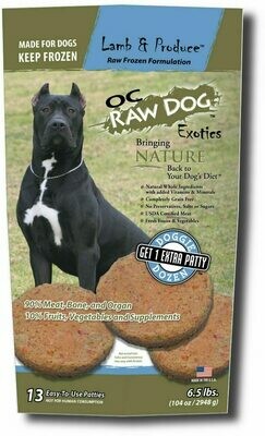 OC Raw Lamb Patties Frozen Dog Food 6.5 Pounds
