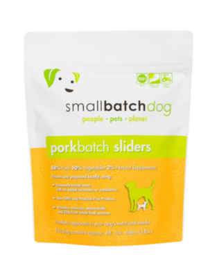 Small Batch Dog Pork Batch Sliders Raw Frozen Dog Food, 3 Pound