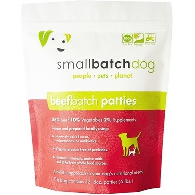 Small Batch Dog Beef Batch 8 oz. Patties Raw Frozen Dog Food - 6 Pound